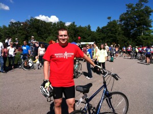 Former Boston Partners’ Americorps Vista turned journalist Dan Podheiser, is a return rider. He was so determined to beat last year’s time, he didn’t even stop for a water break! 
