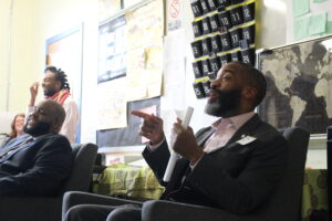 An image of Brian and Chris Worrell during a pathfinders visit at Ruth Batson Academy